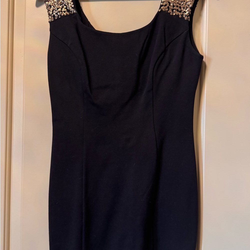Guess Black Mini Dress with Embellished Shoulders